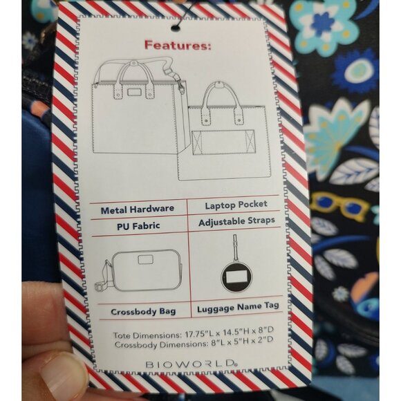 Disney Stitch Travel Bag Set, 3pc., Tote, Crossbody and Name Tag. - Picture 12 of 14